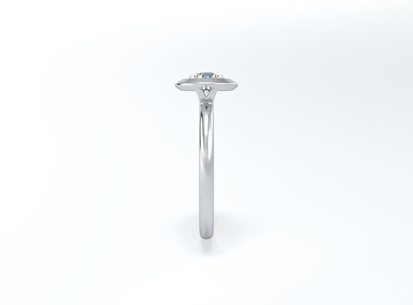 Bezel Set Round Brilliant Diamond Ring - Platinum - Bodega