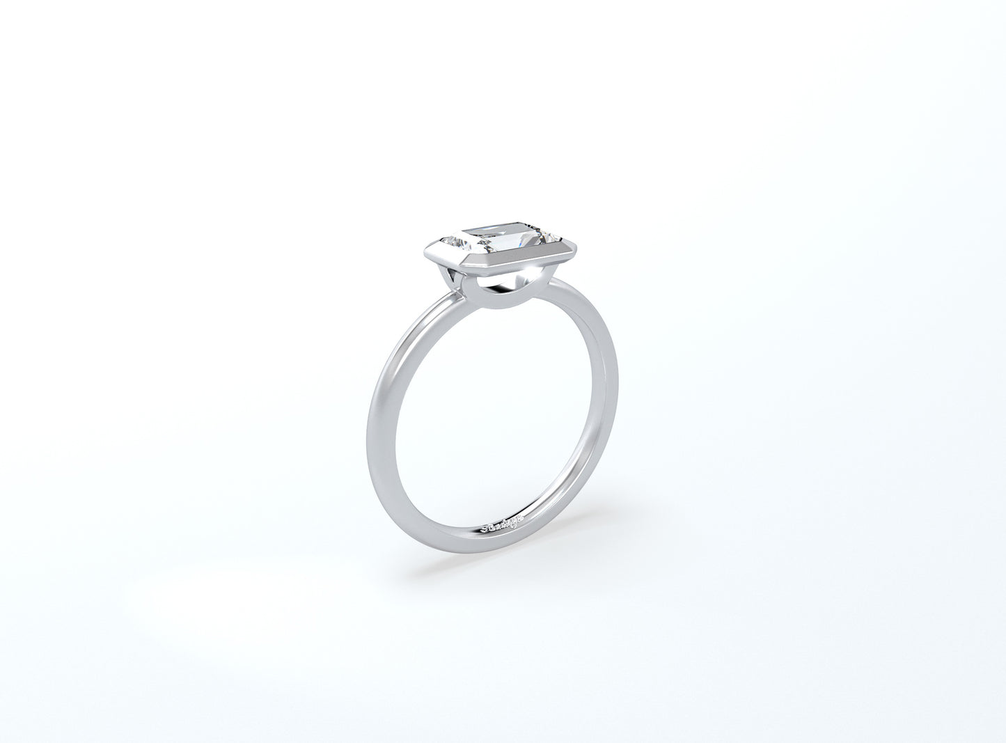Radiant Cut Bezel Ring - Platinum - Bodega