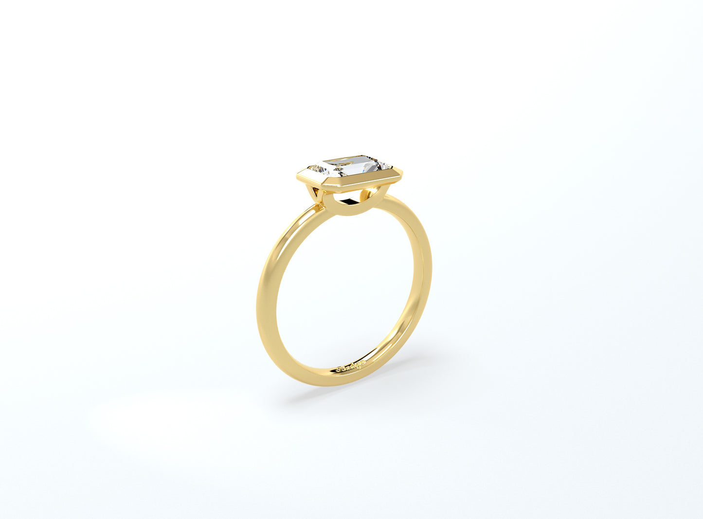 Radiant Cut Bezel Ring - Yellow Gold - Bodega