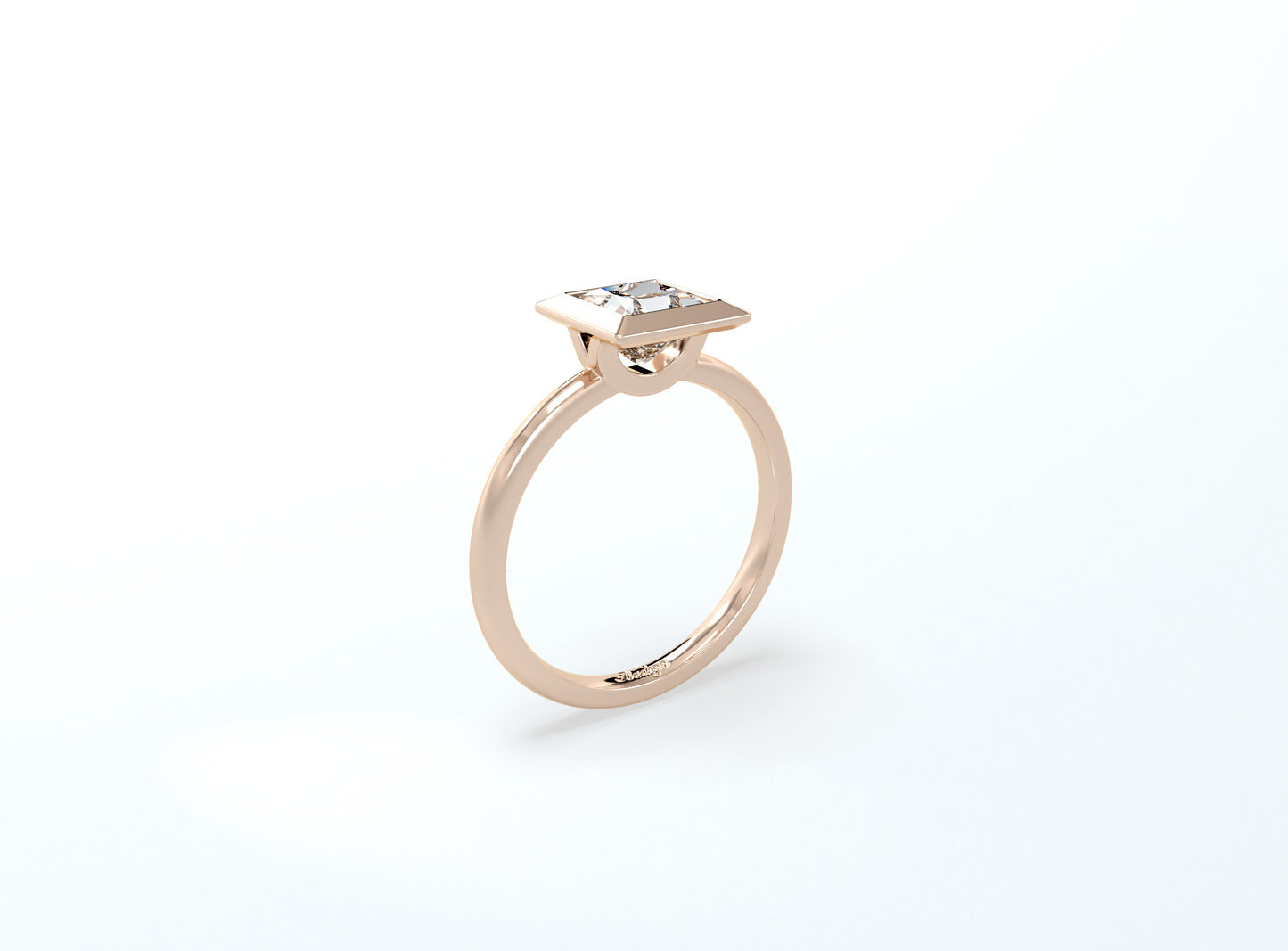 Princess Cut Bezel Ring - Rose Gold - Bodega