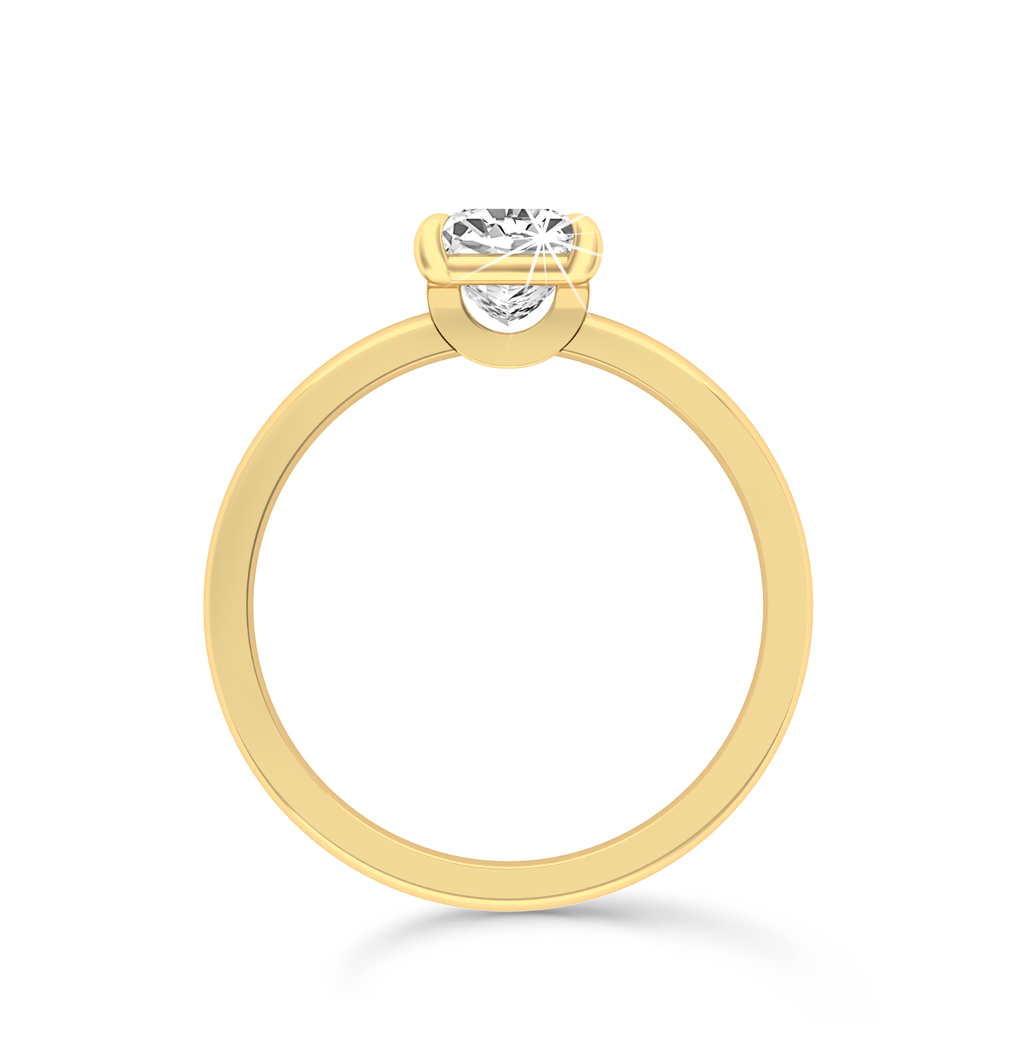 Princess Cut Solitaire Ring in flush setting - Yellow Gold - Bodega