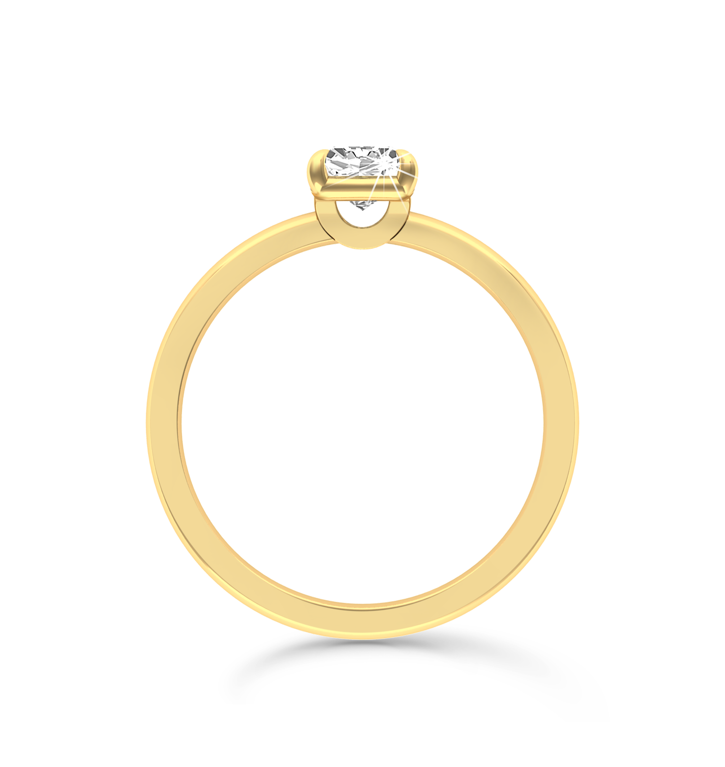 Radiant Cut Solitaire Ring in flush setting - Yellow Gold - Bodega