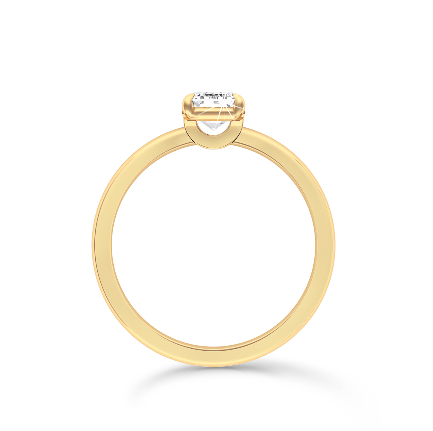 Emerald Cut Solitaire Ring in flush setting - Yellow Gold - Bodega