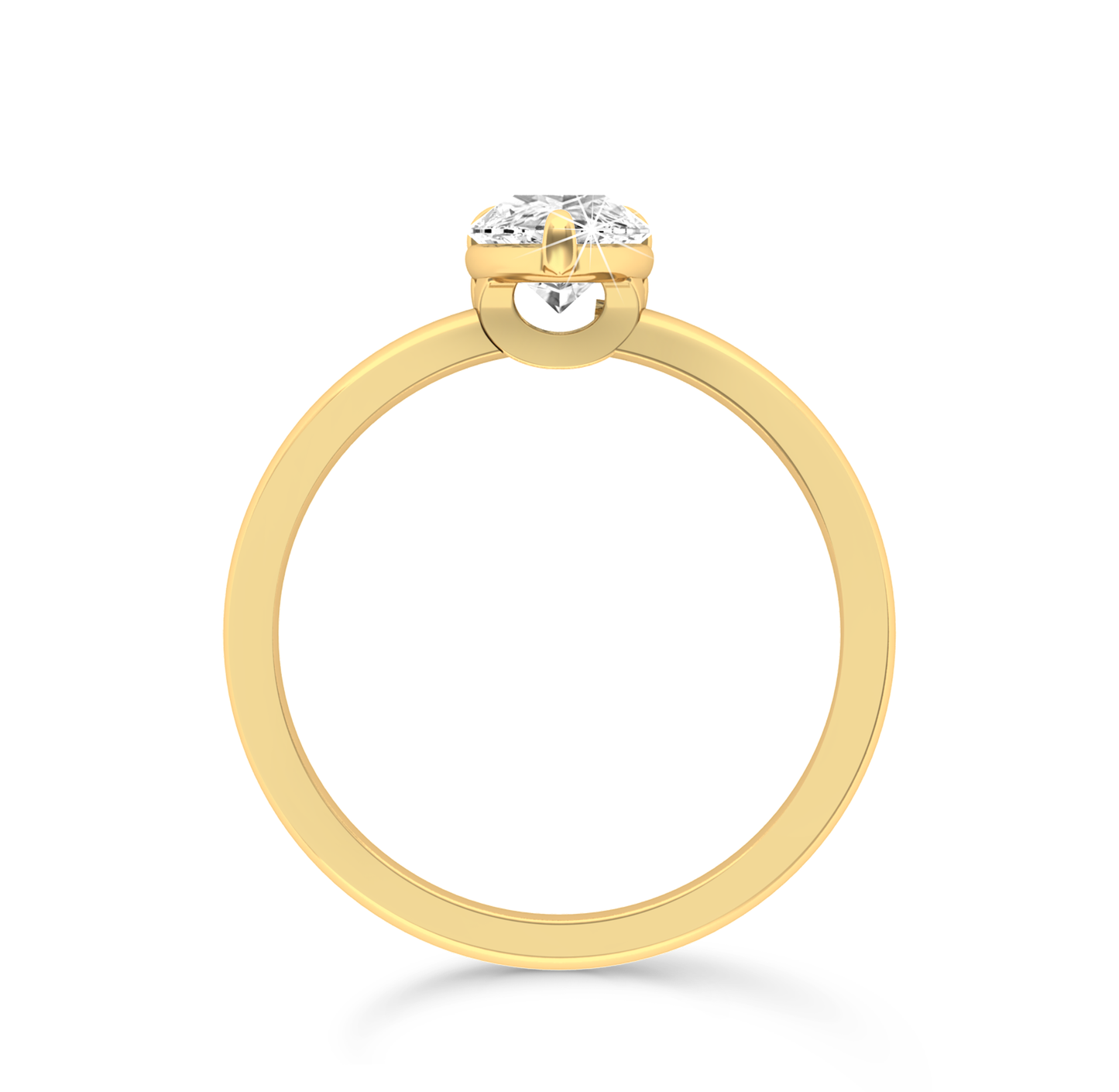 Pear Cut Solitaire Ring in flush setting - Yellow Gold - Bodega