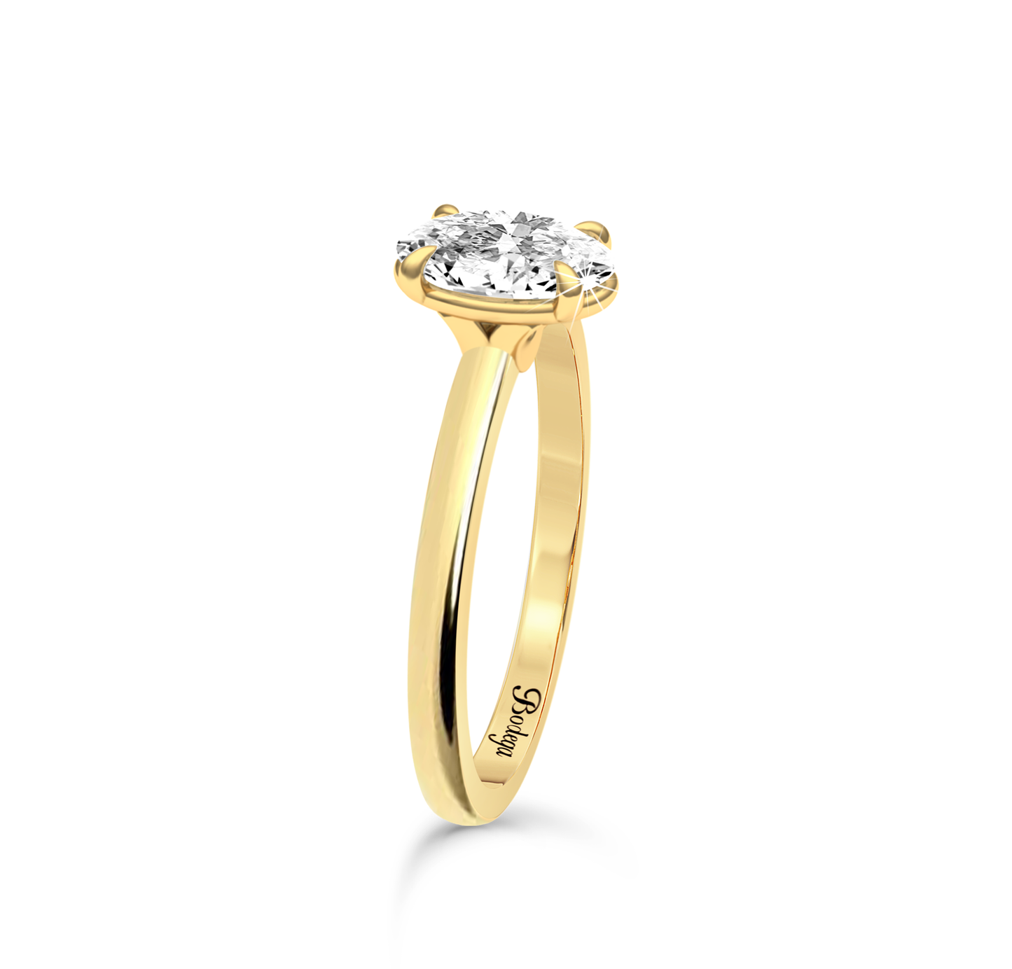 Oval Solitaire Ring in flush setting - Yellow Gold - Bodega