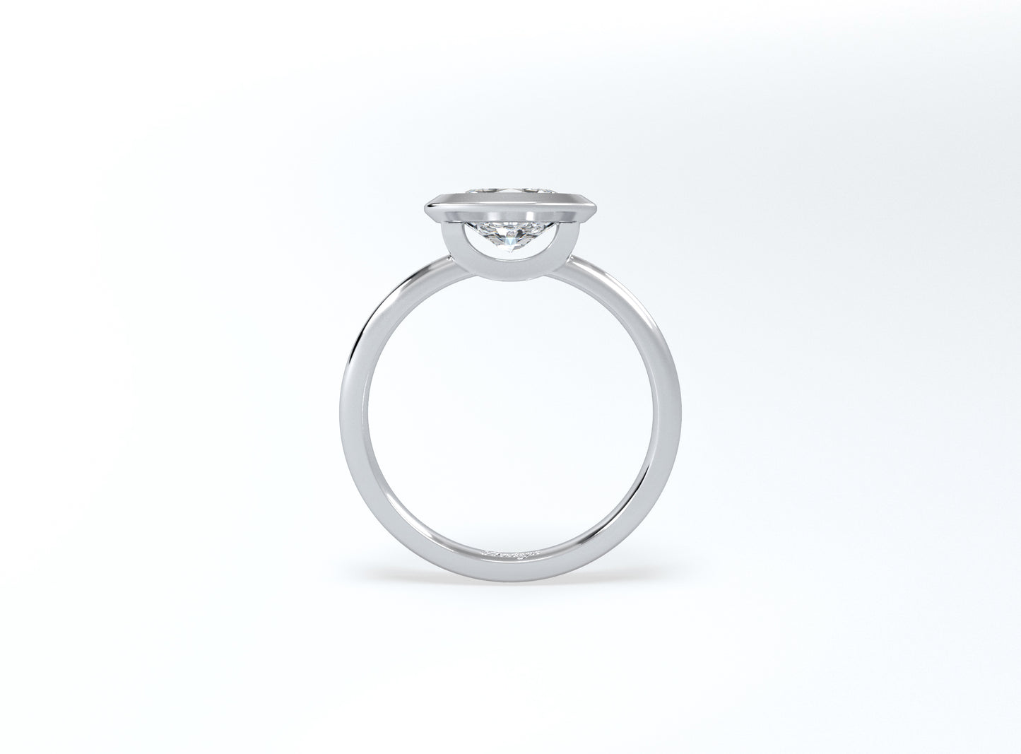 Bezel Set Oval Diamond Ring - Platinum - Bodega