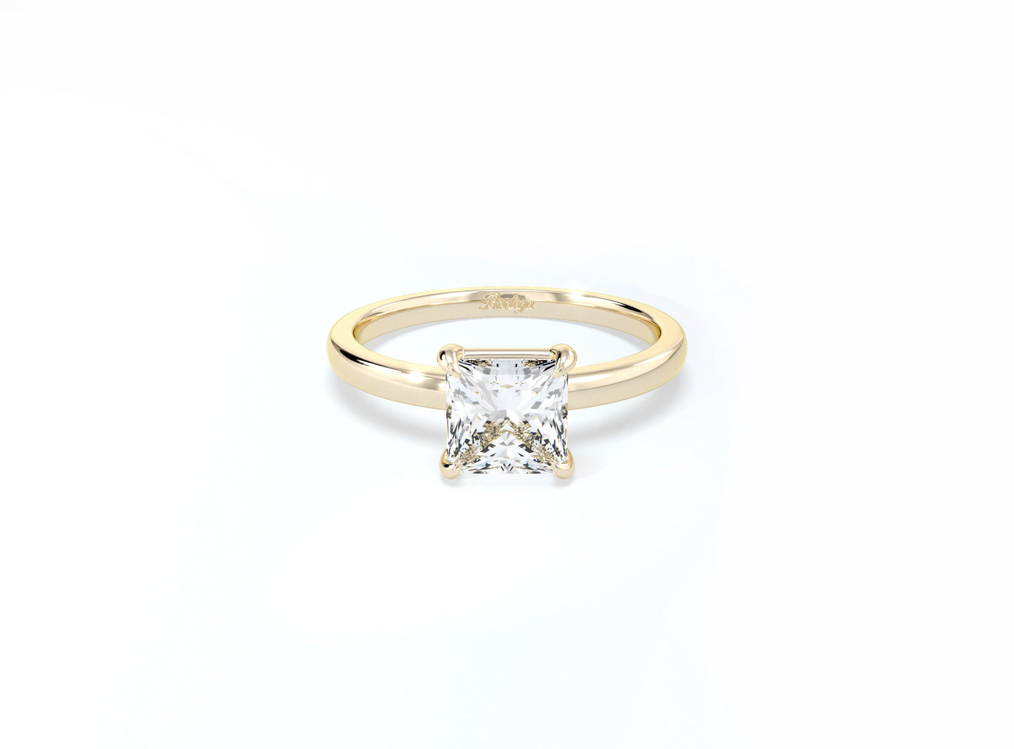 Cushion Cut Solitaire Ring - Yellow Gold - Bodega