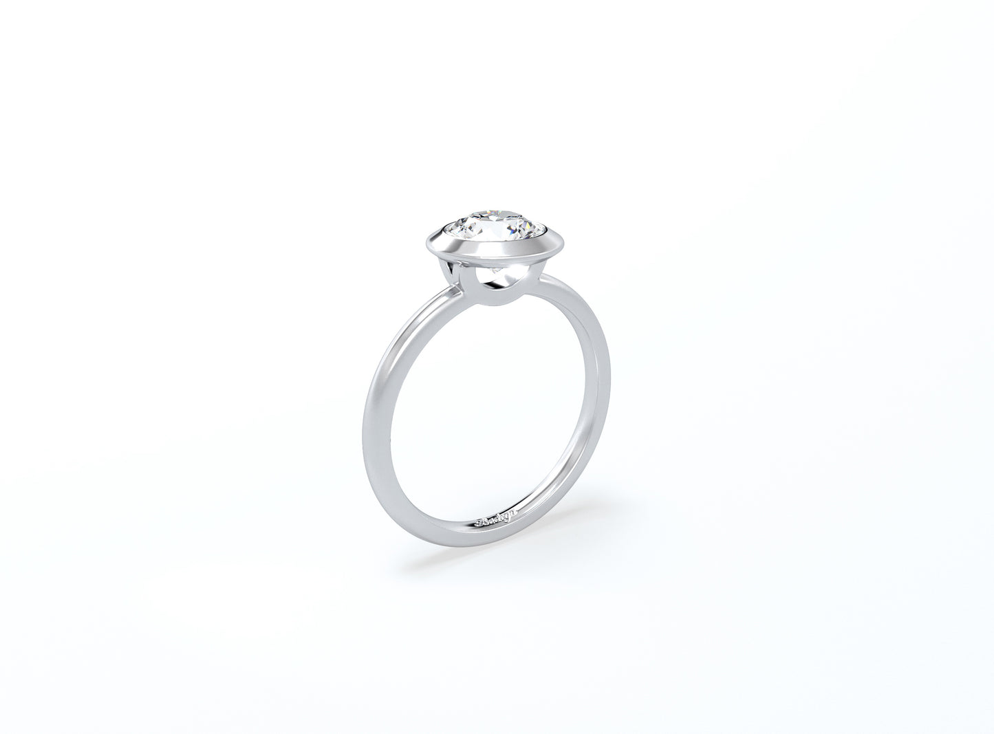 Bezel Set Round Brilliant Diamond Ring - Platinum - Bodega