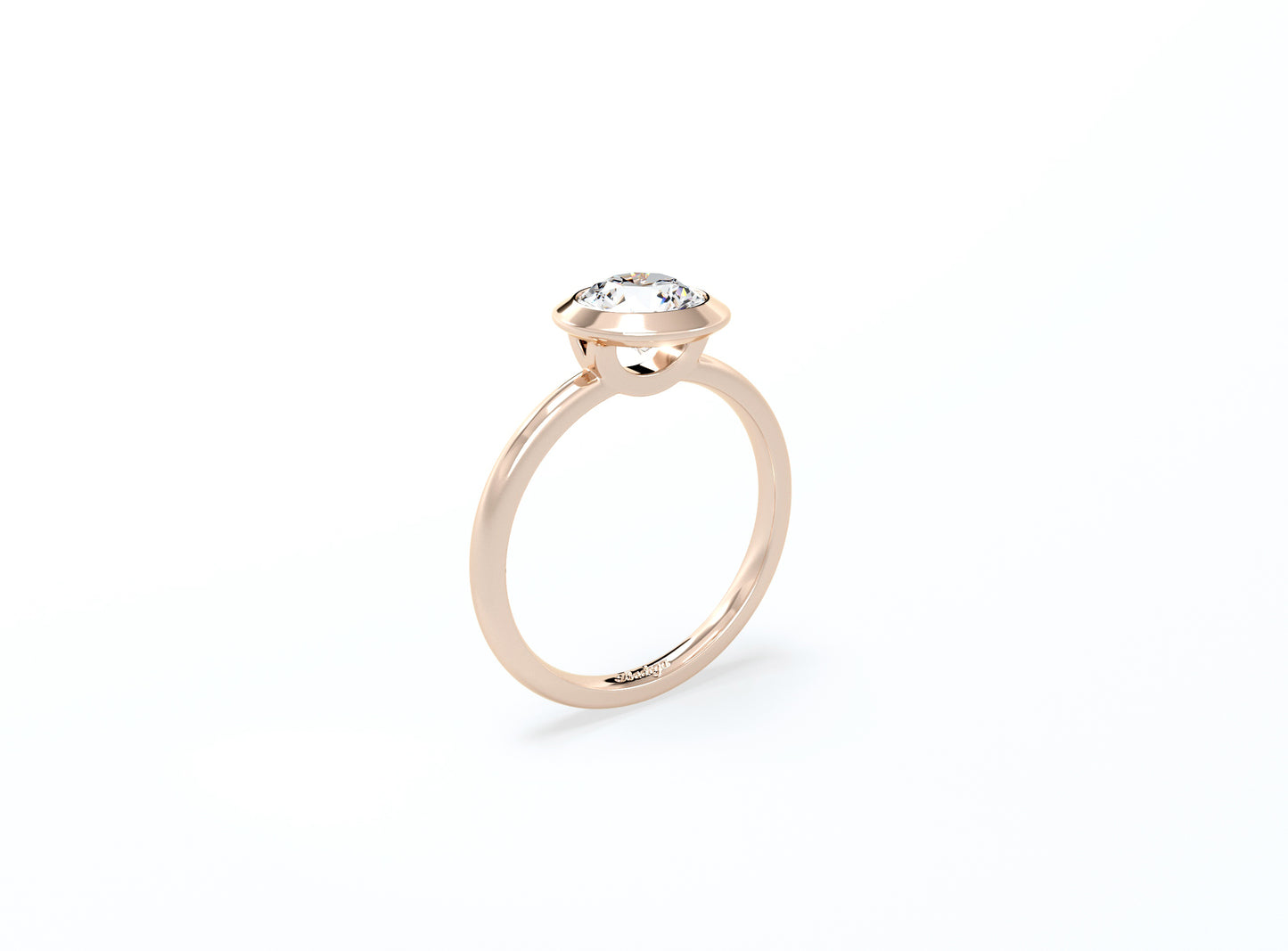 Bezel Set Round Brilliant Diamond Ring - Rose Gold - Bodega