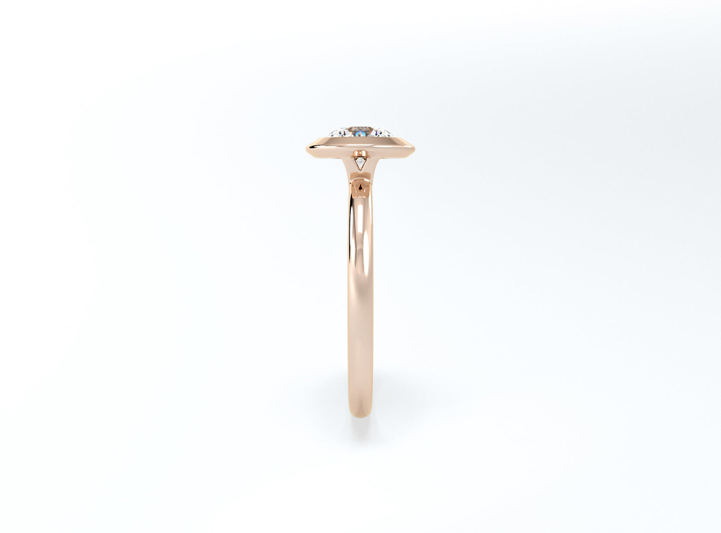 Bezel Set Round Brilliant Diamond Ring - Rose Gold - Bodega