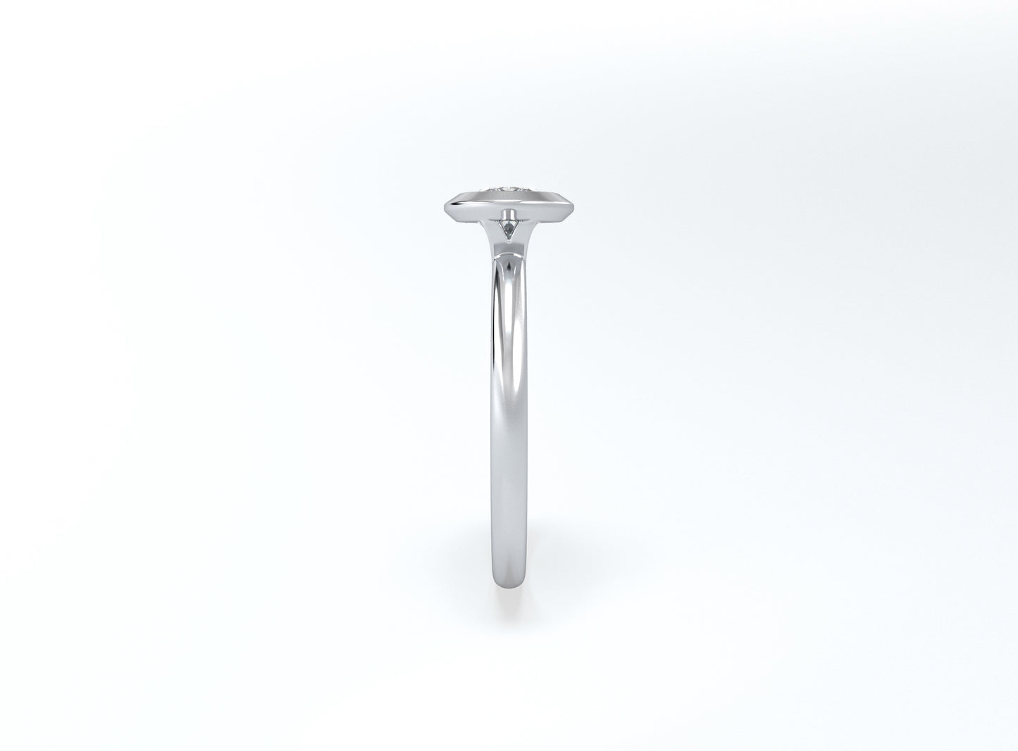 Bezel Set Oval Diamond Ring - Platinum - Bodega