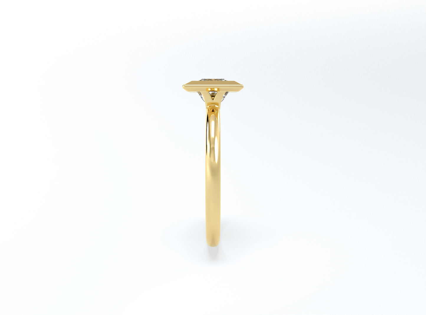 Princess Cut Bezel Ring - Yellow Gold - Bodega