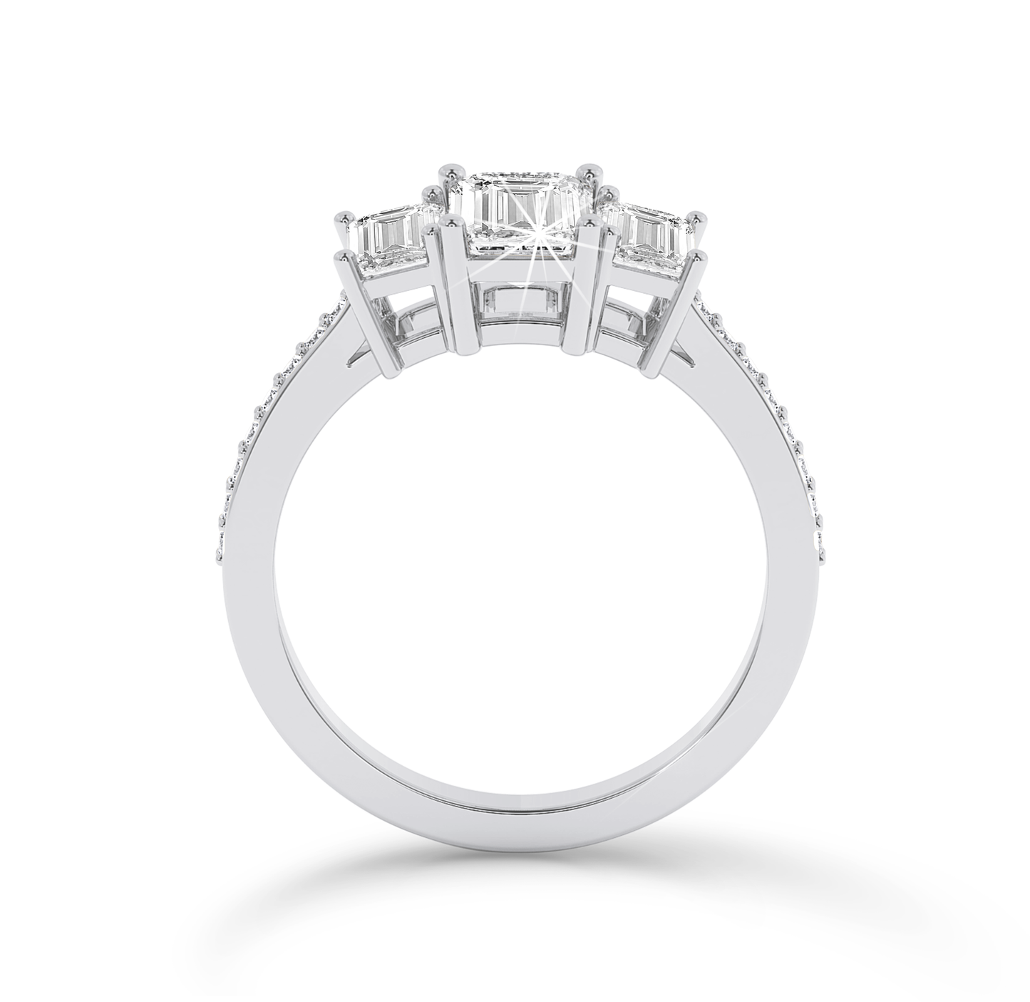 Emerald three stone Ring - Platinum - Bodega