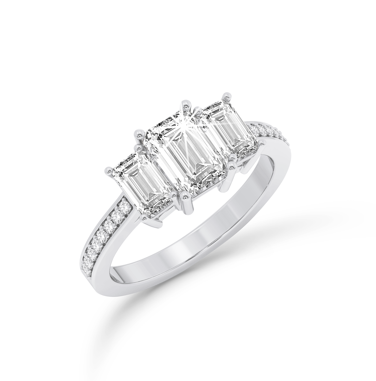 Emerald three stone Ring - Platinum - Bodega