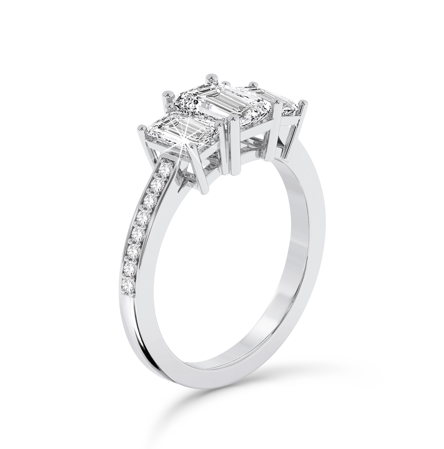 Emerald three stone Ring - Platinum - Bodega