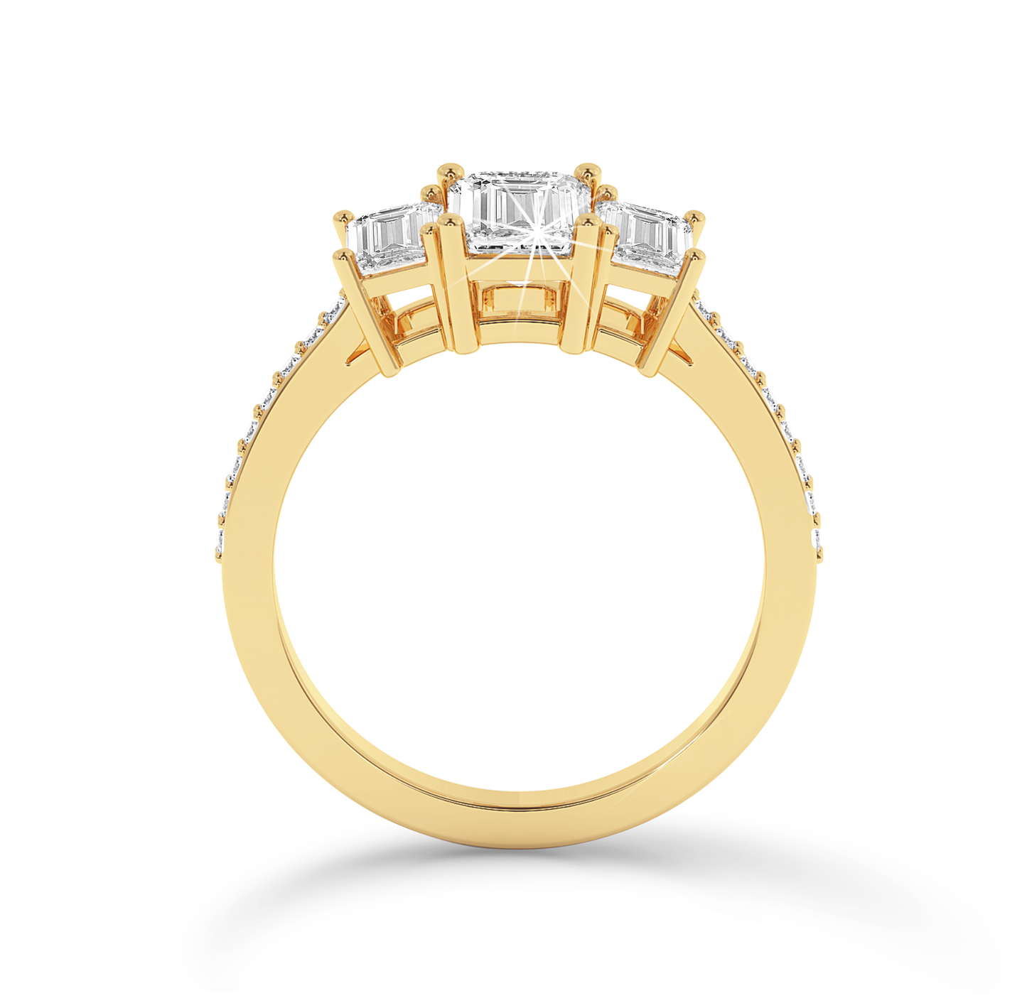 Emerald three stone Ring - Yellow Gold - Bodega