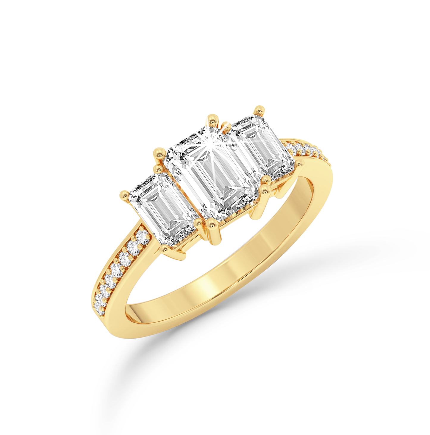 Emerald three stone Ring - Yellow Gold - Bodega