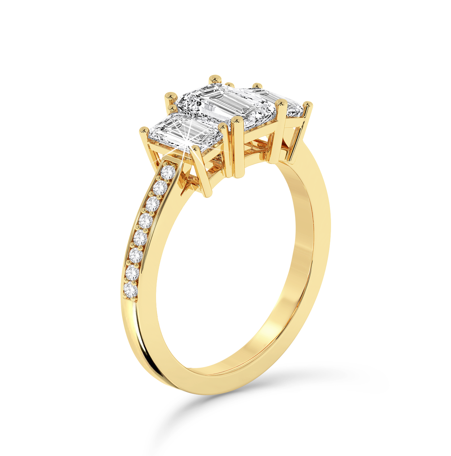 Emerald three stone Ring - Yellow Gold - Bodega