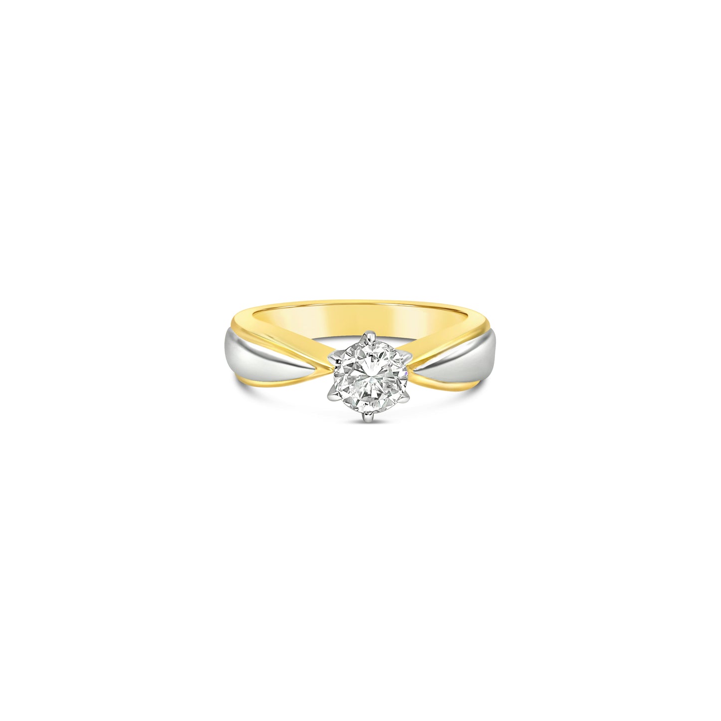 Two tone Round Brilliant Cut Solitaire Ring - Bodega