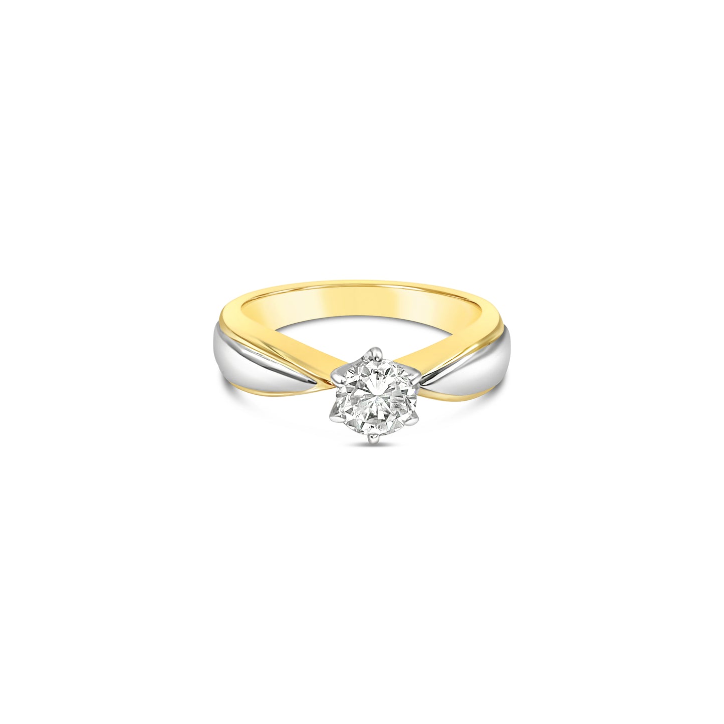 Two tone Round Brilliant Cut Solitaire Ring - Bodega