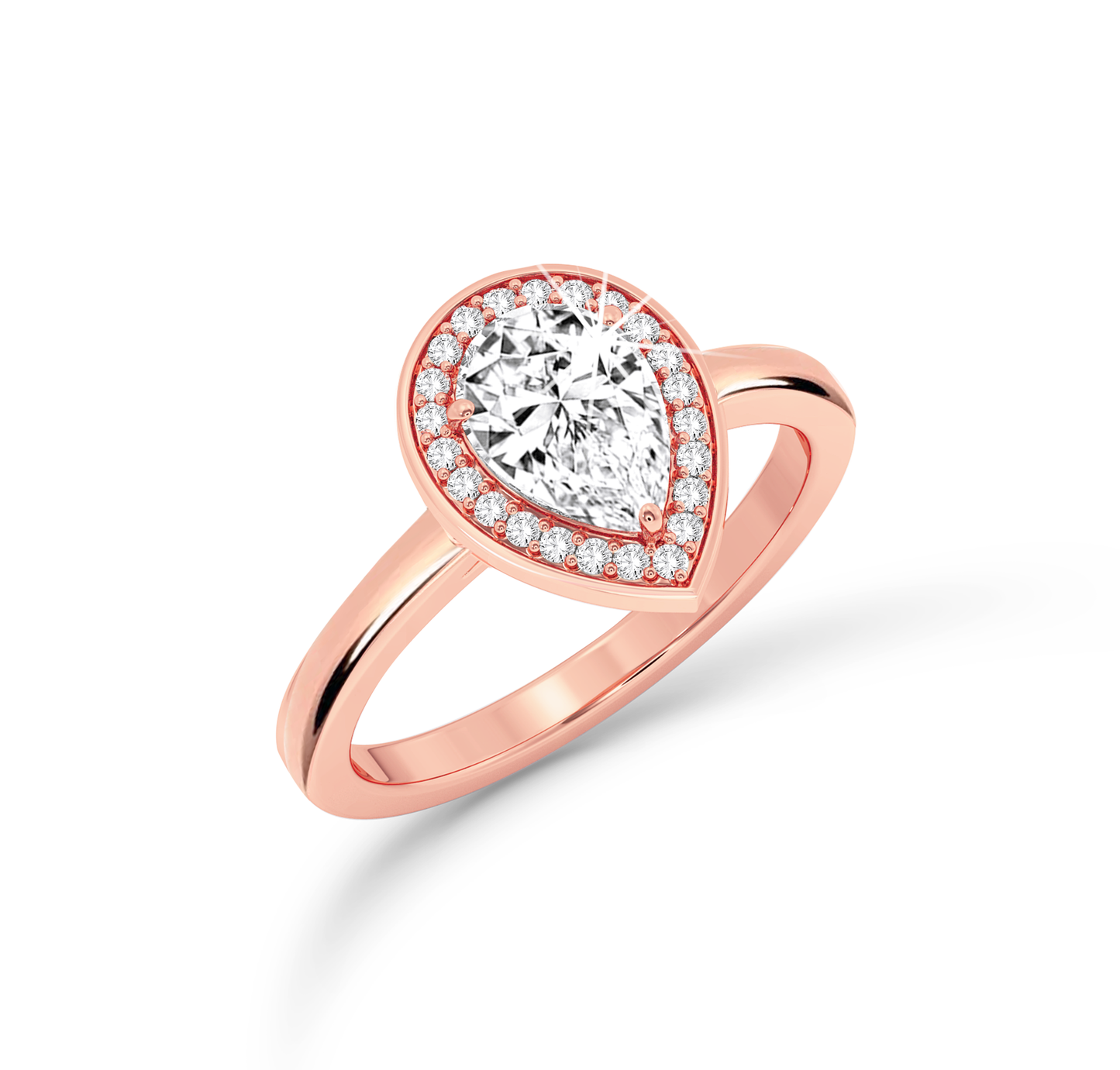 Pear Diamond Ring with halo - Rose Gold - Bodega