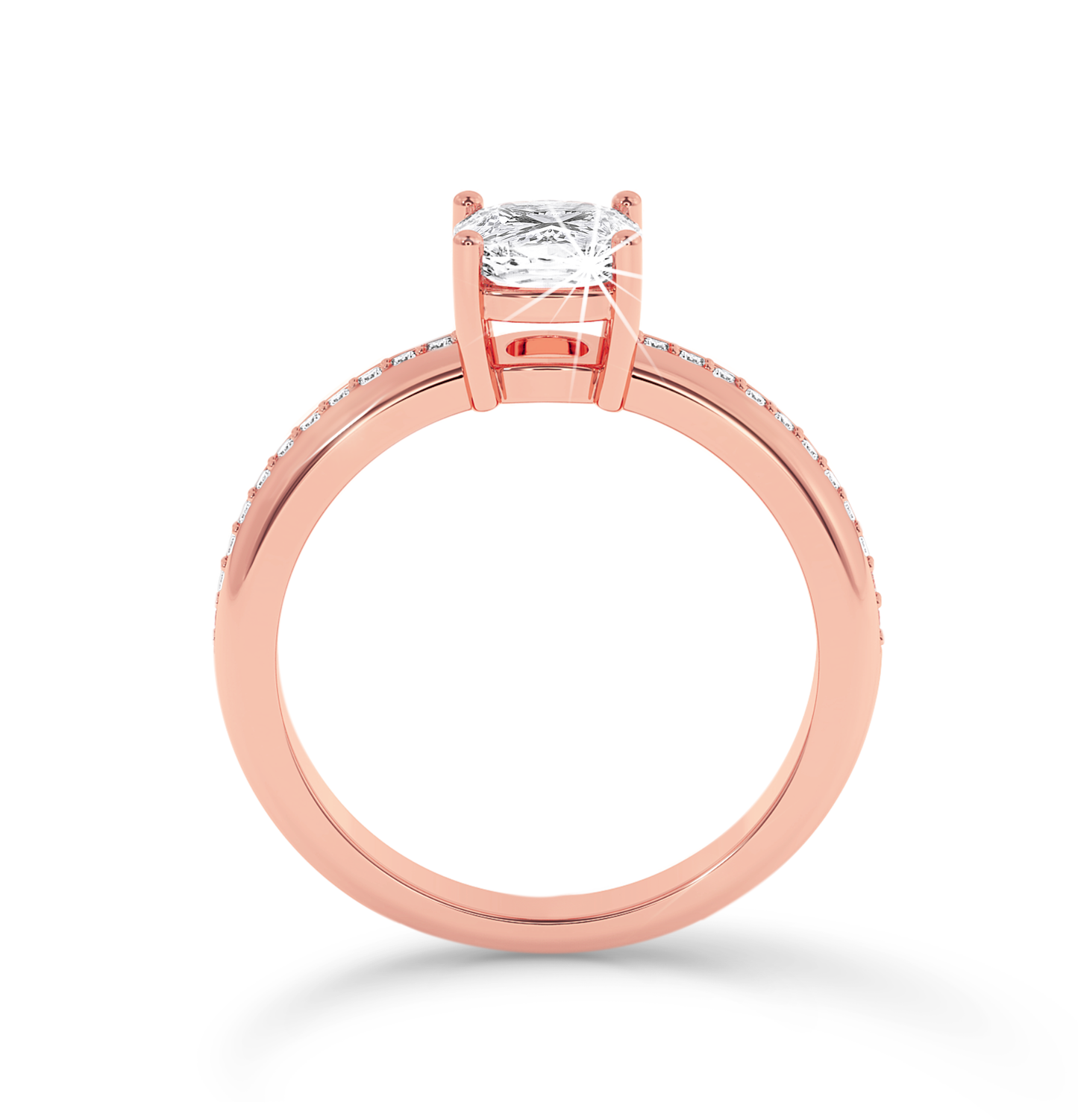 Cushion Cut channel set ring - Rose Gold - Bodega
