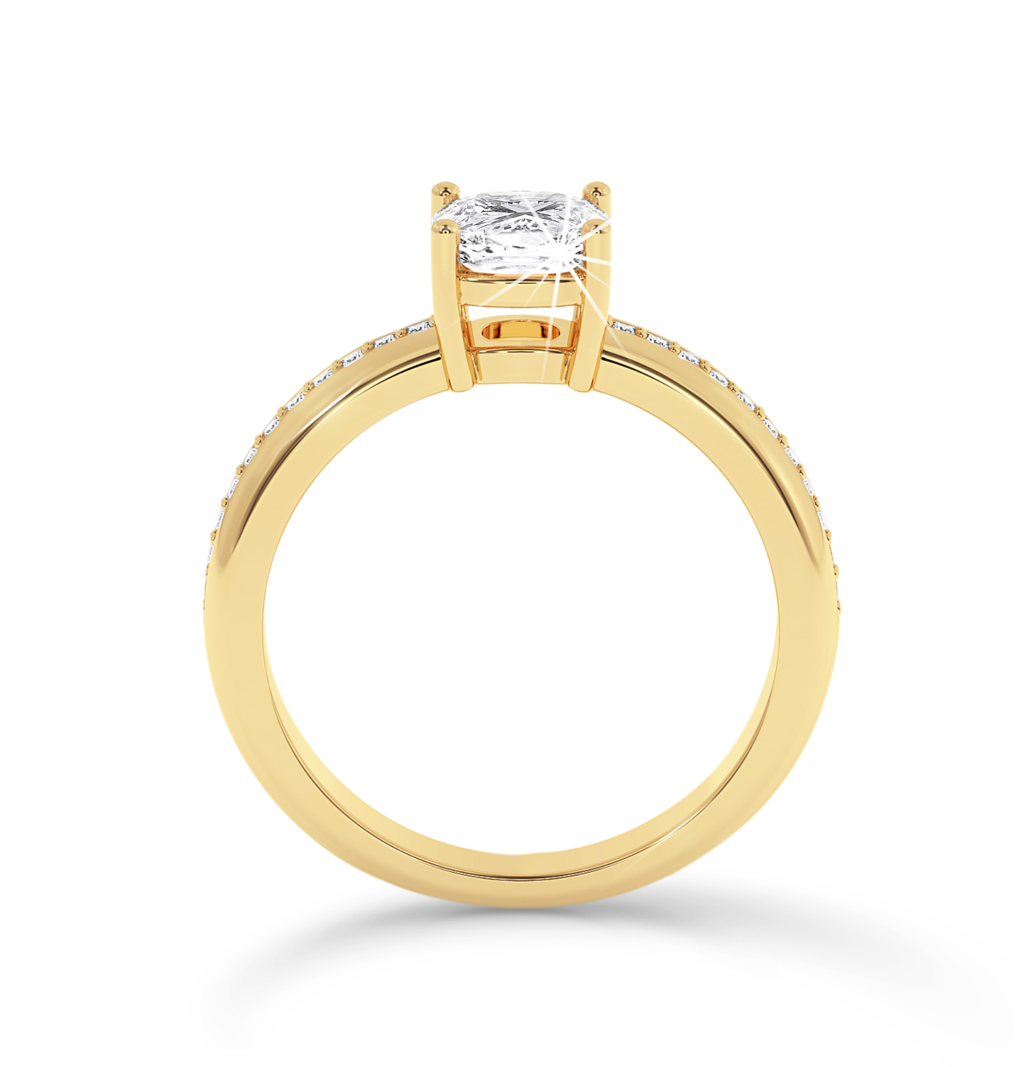 Cushion Cut channel set ring - Yellow Gold - Bodega