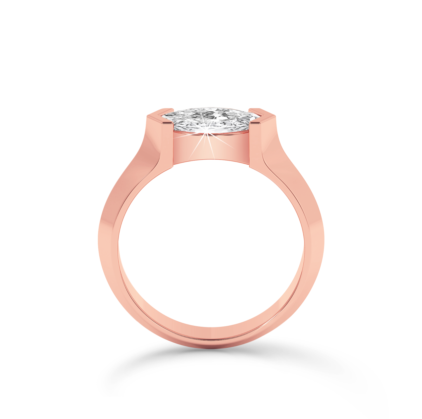 Marquise Diamond Ring with knife edge band- Rose Gold - Bodega