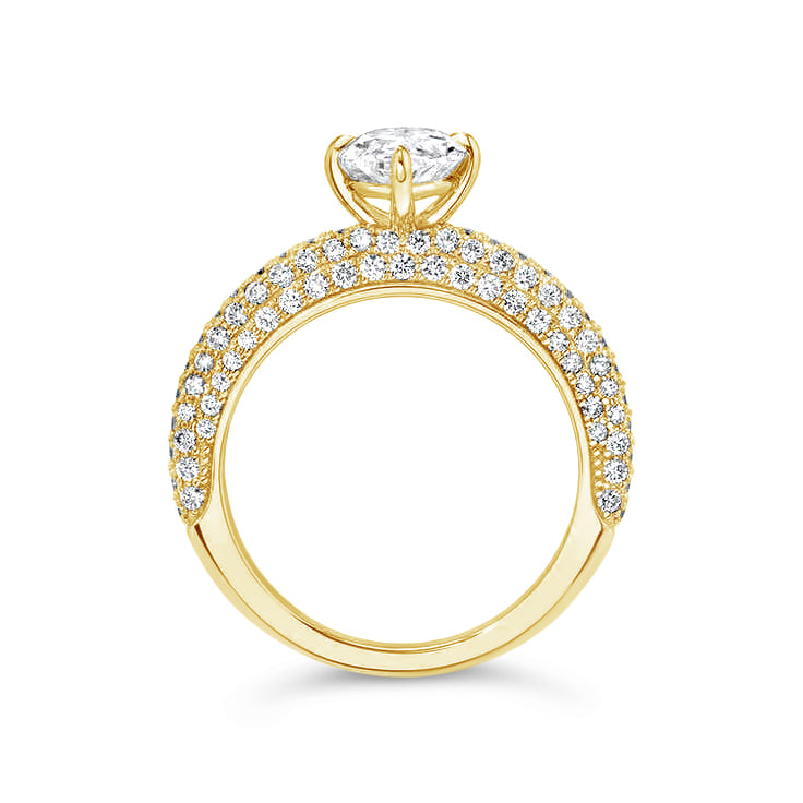 Marquise Solitaire with Pave Band - Yellow Gold - Bodega