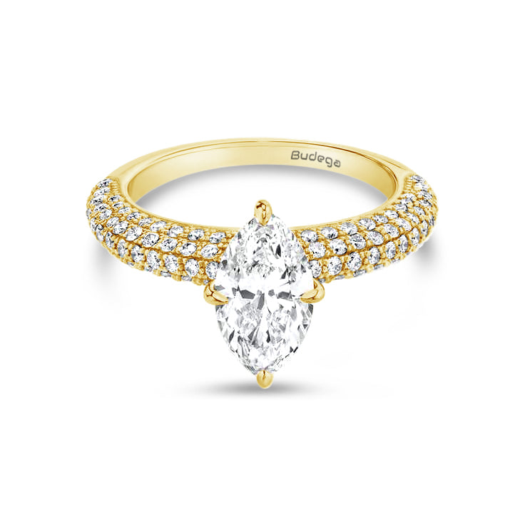 Marquise Solitaire with Pave Band - Yellow Gold - Bodega