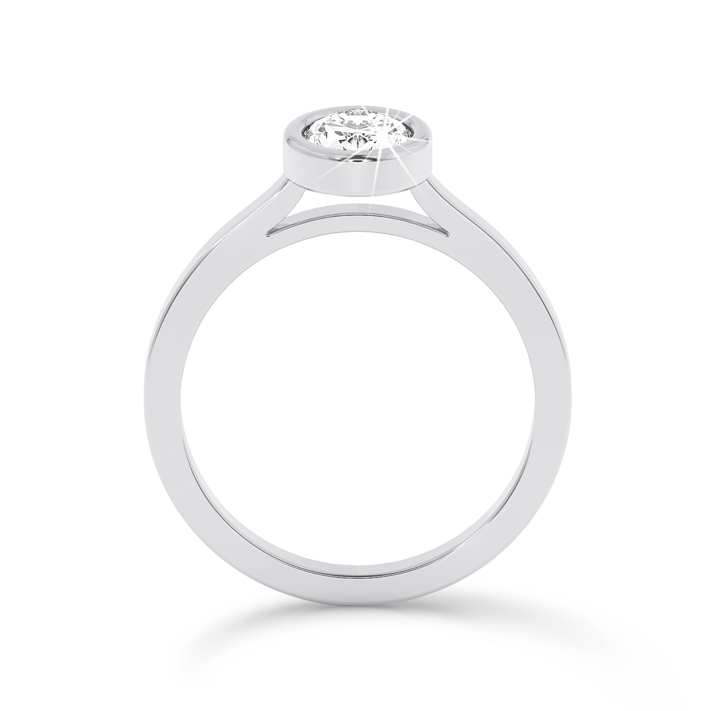 Bezel Set Oval Diamond Ring - Platinum - Bodega