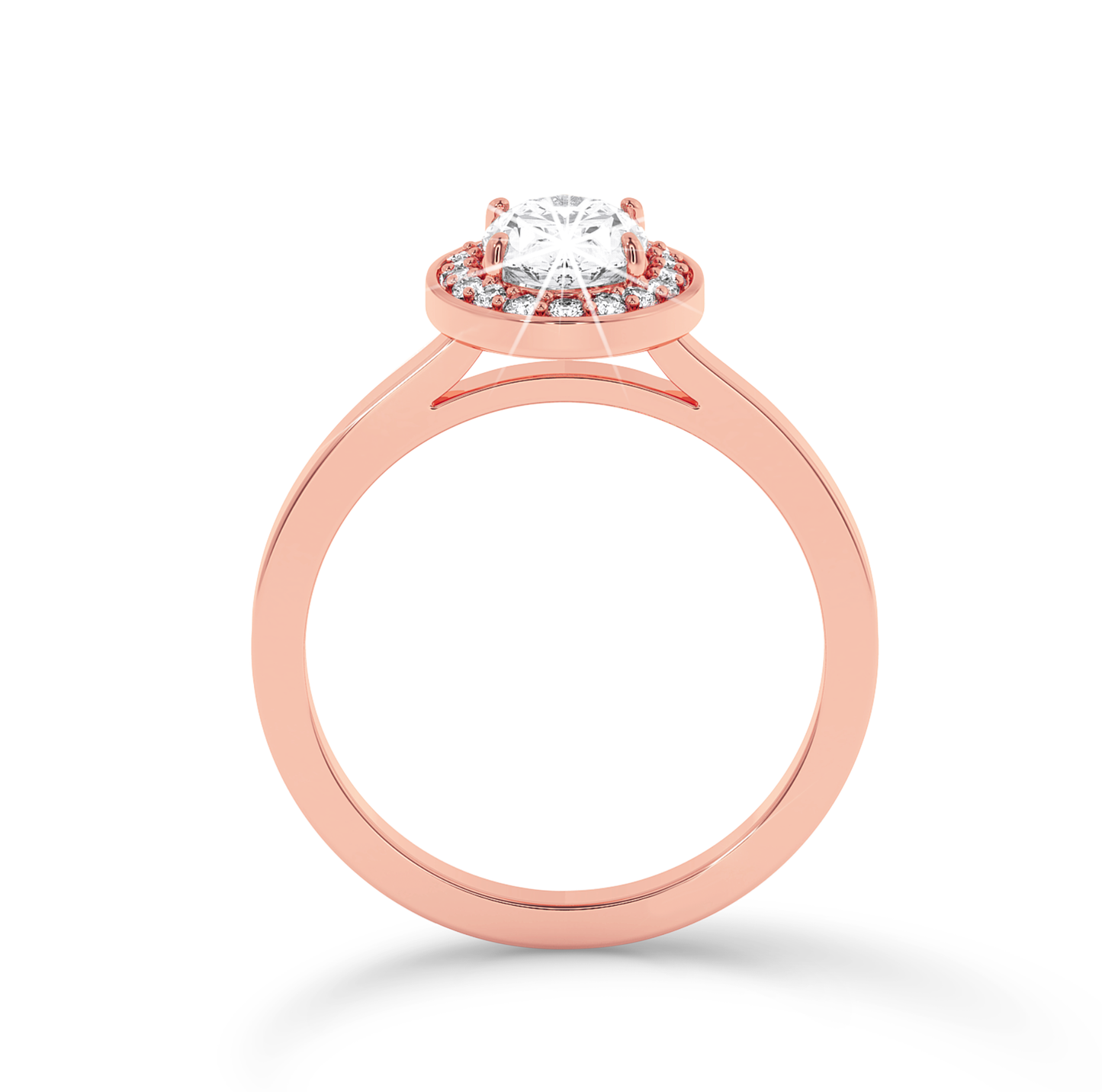Oval Diamond Ring with halo - Rose Gold - Bodega