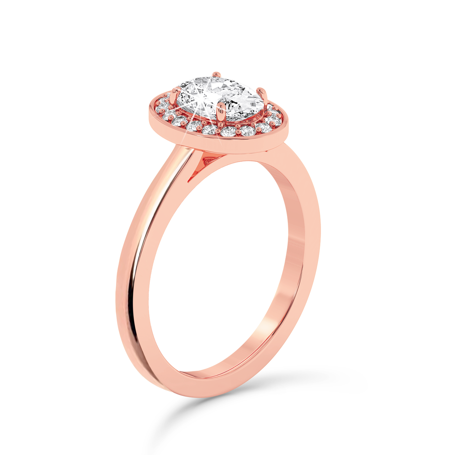 Oval Diamond Ring with halo - Rose Gold - Bodega