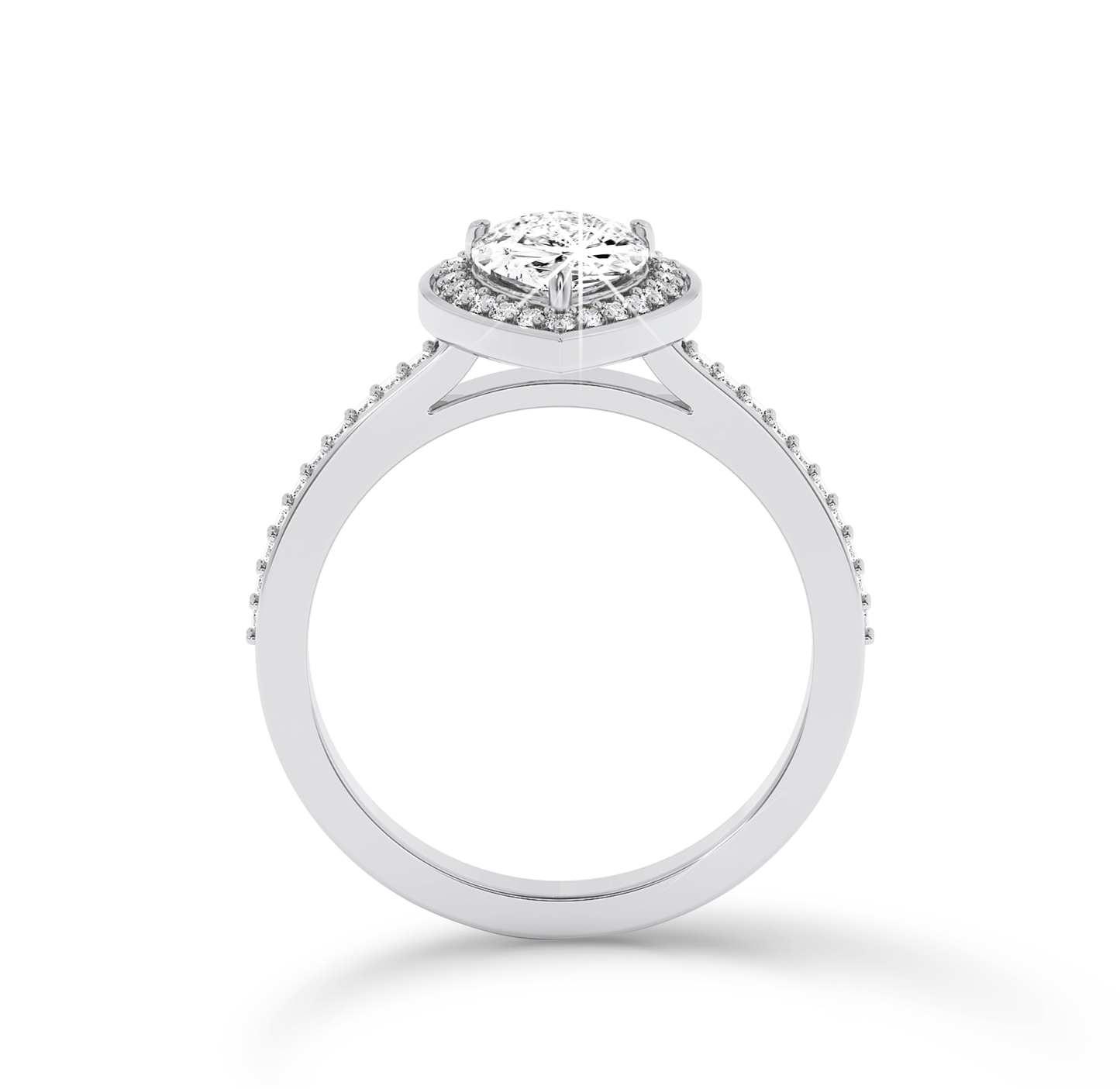 Pear halo ring with pave - Platinum - Bodega