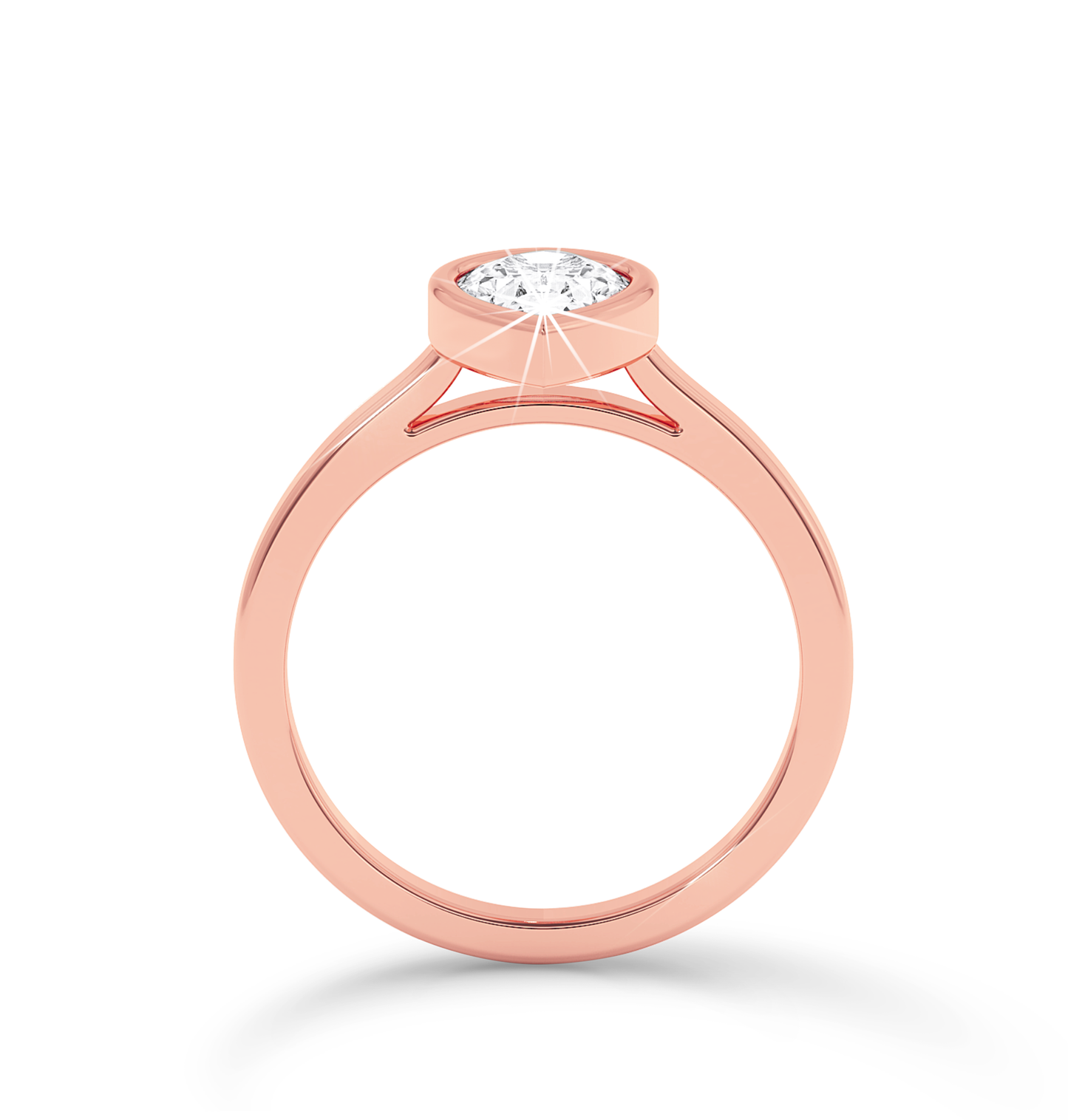 Bezel Set Pear Diamond Ring - Rose Gold - Bodega