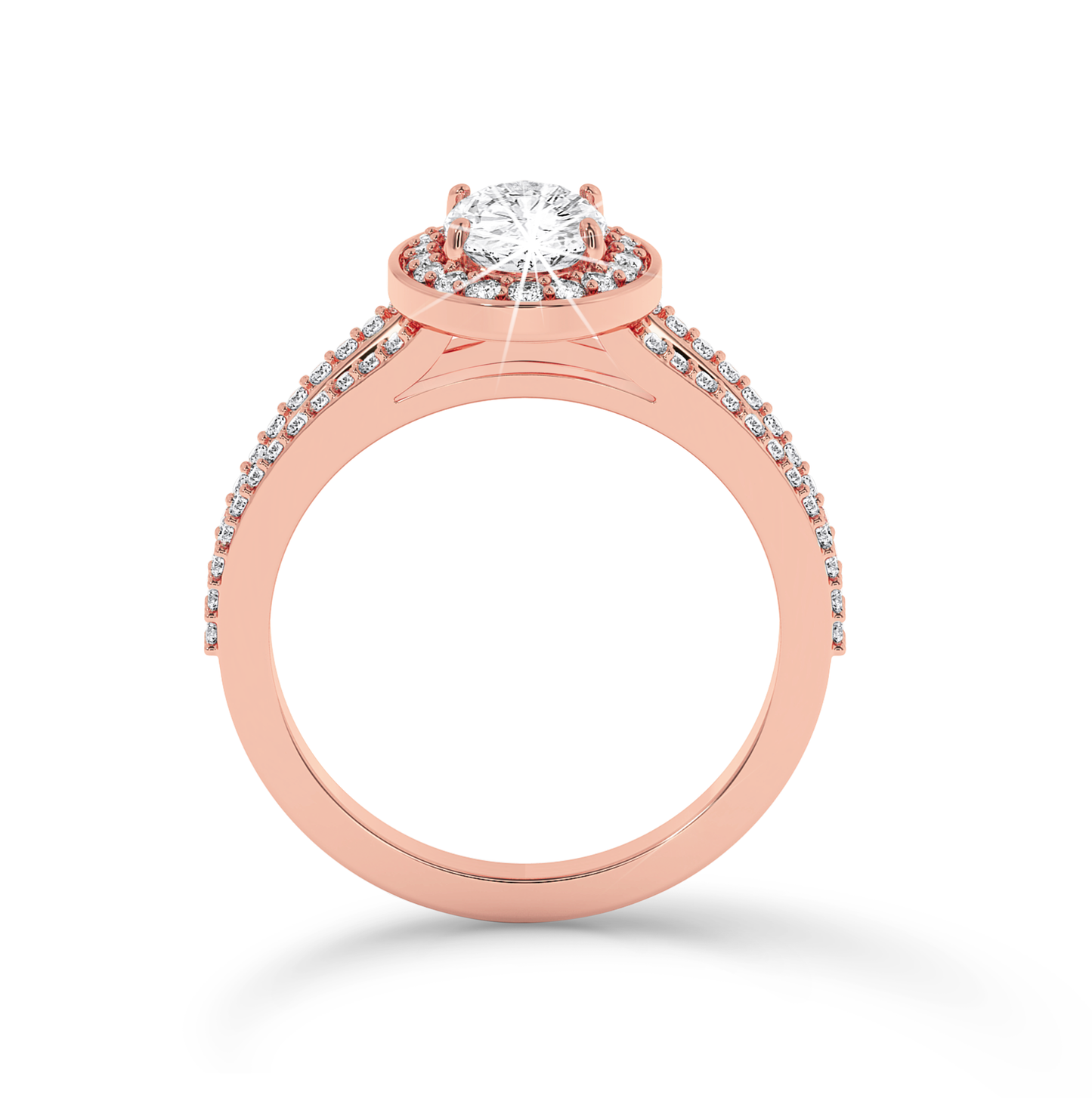 Split shank Oval ring with Halo - Rose Gold - Bodega