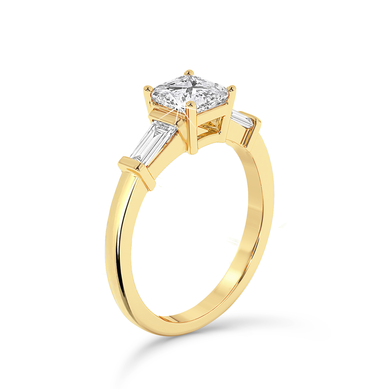 3 Stone Asscher Cut Ring - Yellow Gold - Bodega