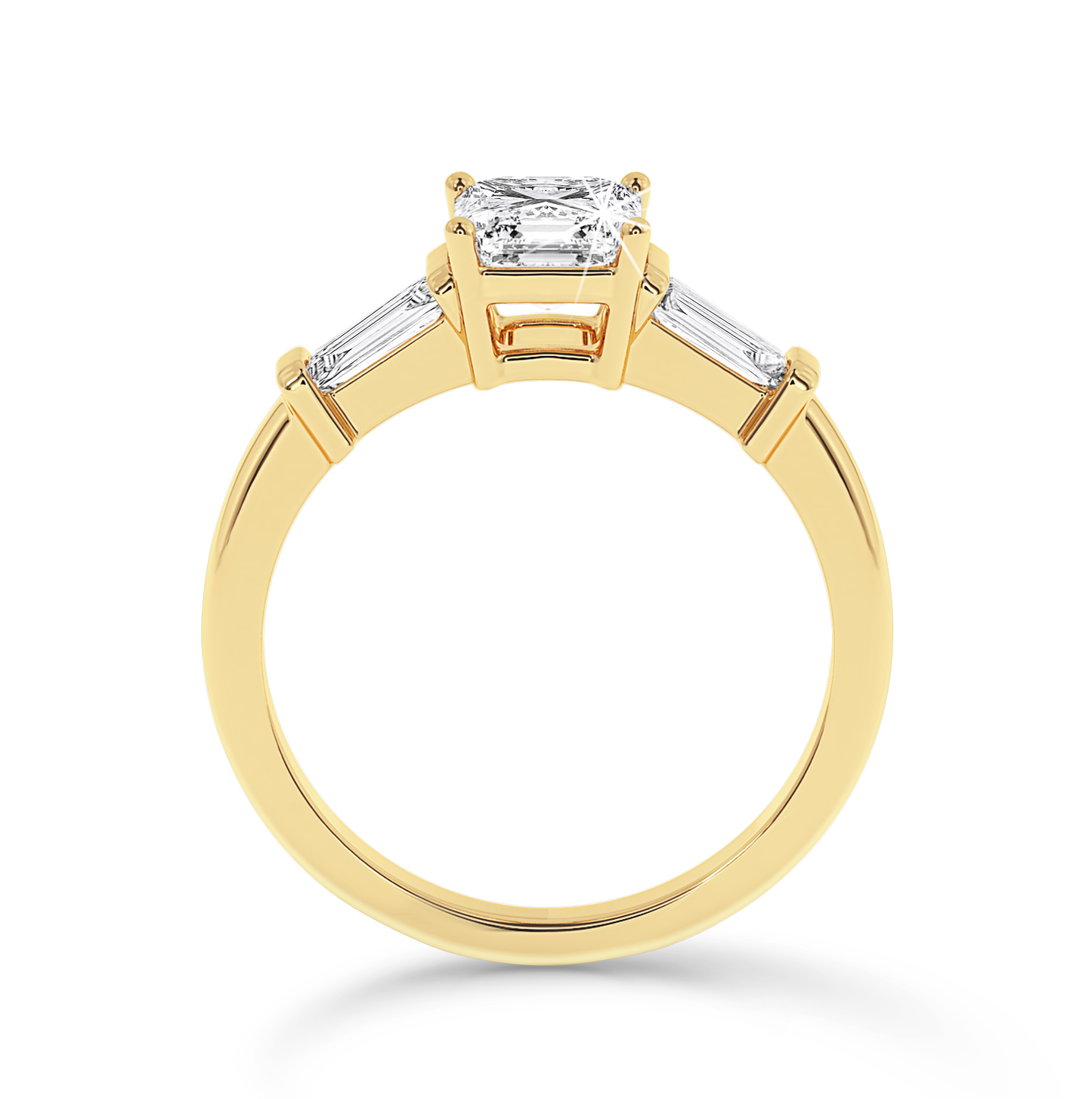 3 Stone Asscher Cut Ring - Yellow Gold - Bodega