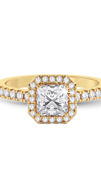 Asscher Cut Halo Ring #2 - Yellow Gold - Bodega