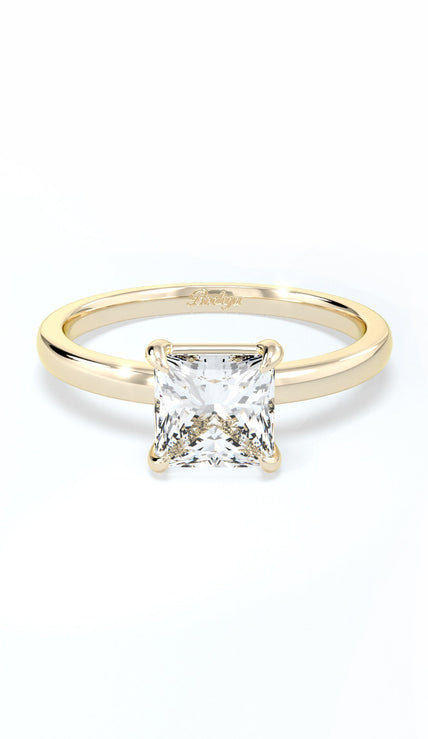 Cushion Cut Solitaire Ring - Yellow Gold - Bodega