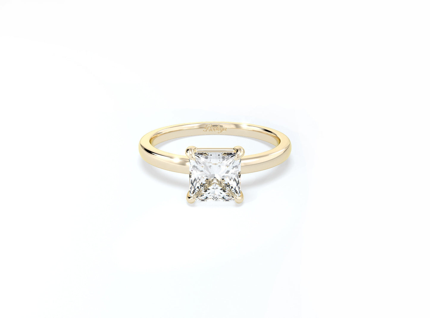 Cushion Cut Solitaire Ring - Yellow Gold - Bodega