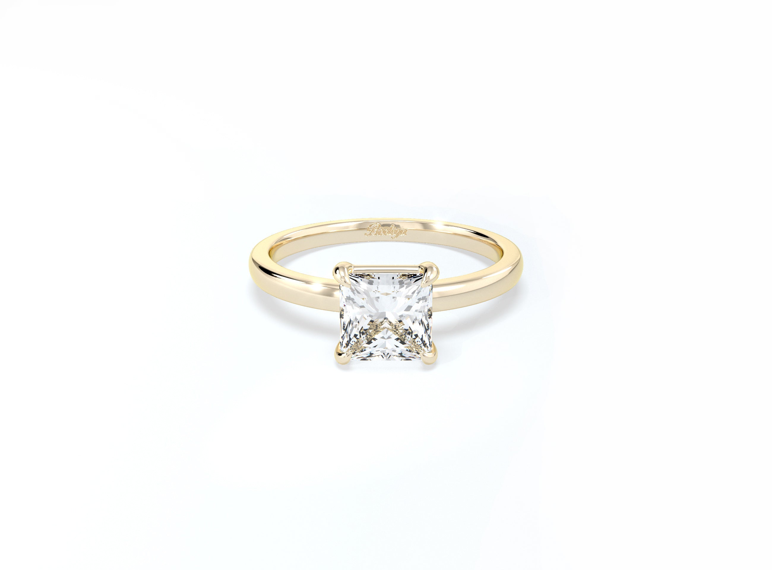 Cushion Cut Solitaire Ring - Yellow Gold - Bodega