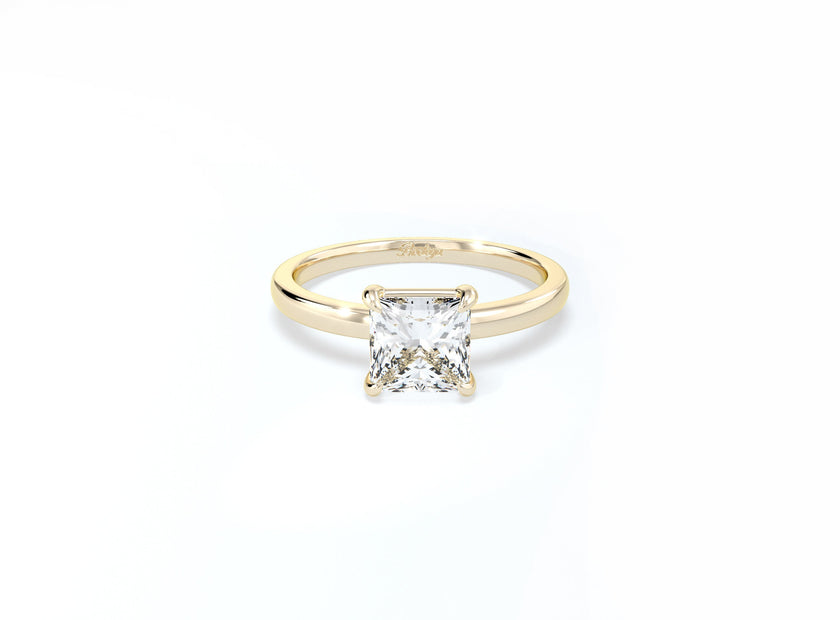Cushion Cut Solitaire Ring - Yellow Gold - Bodega