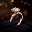 1.5 carat cushion cut diamond solitaire engagement ring in an 18kt rose gold 6 claw setting presented in a TJ Diamond ring box