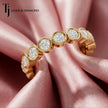 Luxury bezel setting full eternity diamond wedding band crafted in 18kt yellow gold with round brilliant lab-grown diamonds.