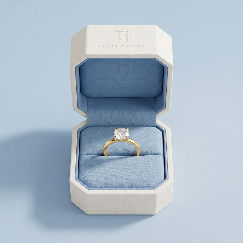 4 Claw Round Brilliant Solitaire Ring - Yellow Gold