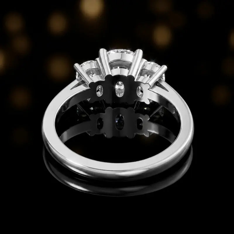 Cushion Cut Lab-Grown Diamond Trilogy Ring – 18kt White Gold