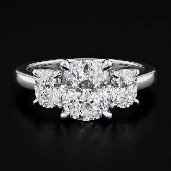 Cushion Cut Lab-Grown Diamond Trilogy Ring – 18kt White Gold