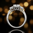 Cushion Cut Lab-Grown Diamond Trilogy Ring – 18kt White Gold