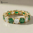 Created Emerald & Diamond Full Eternity Ring – 18kt Yellow Gold